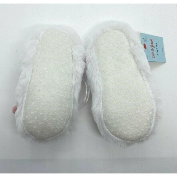 Cat & Jack toddler Girls Unicorn Plush Slippers W/ Strap-White-Size 12/24M - Picture 5 of 5